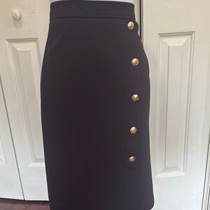 Talbots Elegant Black and Gold Pencil Skirt